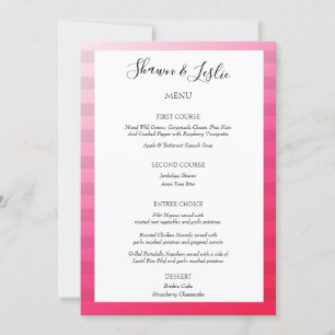 Roze Strepen Modern Trouwmenu Kaart