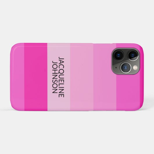 Roze Strepen Moderne & Vrouwelijke Monogramnaam Case-Mate iPhone Case (Achterkant (horizontaal))