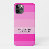 Roze Strepen Moderne & Vrouwelijke Monogramnaam Case-Mate iPhone Case (Achterkant)