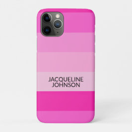 Roze Strepen Moderne & Vrouwelijke Monogramnaam Case-Mate iPhone Case
