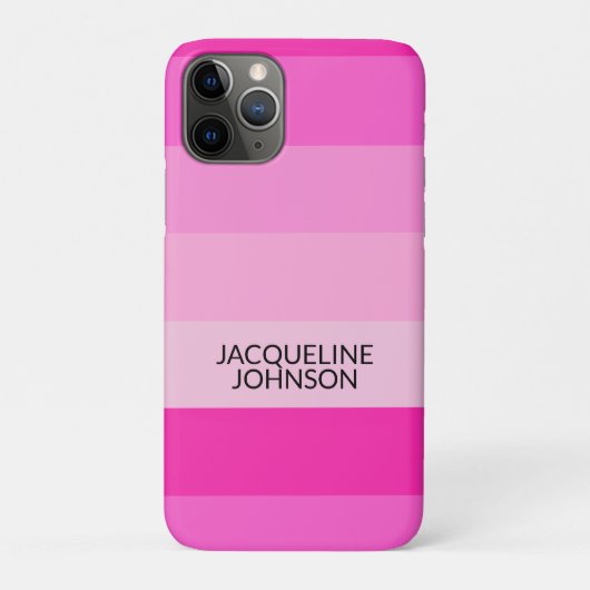 Roze Strepen Moderne & Vrouwelijke Monogramnaam Case-Mate iPhone Case (Achterkant)