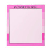 Roze Strepen Moderne & Vrouwelijke Monogramnaam Notitieblok (Voorkant)