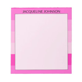 Roze Strepen Moderne & Vrouwelijke Monogramnaam Notitieblok