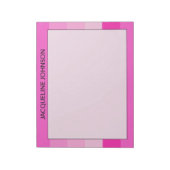 Roze Strepen Moderne & Vrouwelijke Monogramnaam Notitieblok (Linkerzijde)