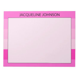 Roze Strepen Moderne & Vrouwelijke Monogramnaam Notitieblok