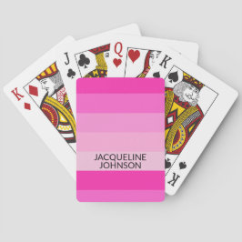 Roze Strepen Moderne & Vrouwelijke Monogramnaam Pokerkaarten