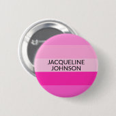 Roze Strepen Moderne & Vrouwelijke Monogramnaam Ronde Button 5,7 Cm (Voorkant /achterkant)
