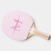 Roze Strepen Monogram Naam Tafeltennisbatje (Zijkant)