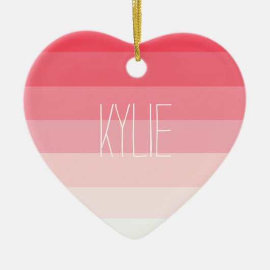 Roze Strepen Ombre Keramisch Ornament (Voorkant)