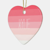 Roze Strepen Ombre Keramisch Ornament (Links)