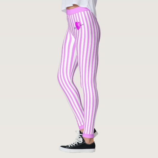 Roze Strepen op ROZE Leggings (Links)
