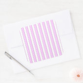 Roze strepen op wit vierkante sticker (Envelop)
