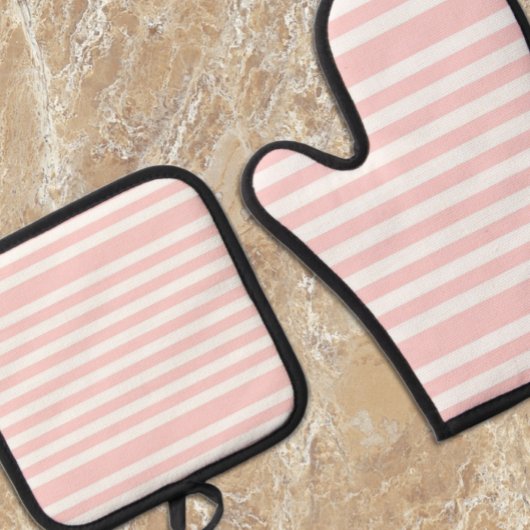 Roze strepen ovenwant & pannenlap set