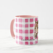 Roze Strepen Paard Boog Mok (Voorkant links)