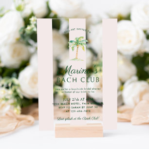Roze Strepen Palm Beach Bach Club Bruidsdouche Acryl Uitnodigingen