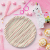 Roze strepen papieren bordje (Feest)