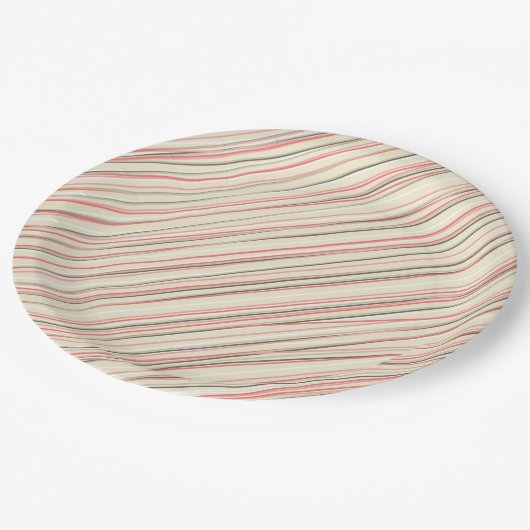 Roze strepen papieren bordje (Gekanteld)