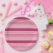 Roze strepen papieren bordje (Feest)
