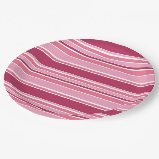 Roze strepen papieren bordje (Gekanteld)
