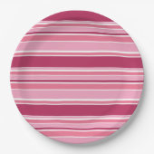 Roze strepen papieren bordje (Voorkant)