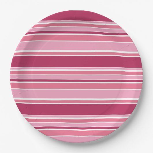 Roze strepen papieren bordje (Voorkant)