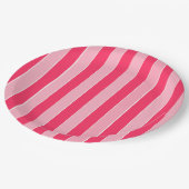 Roze strepen papieren bordje (Gekanteld)