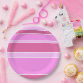 Roze strepen papieren bordje (Feest)