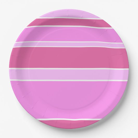 Roze strepen papieren bordje (Voorkant)