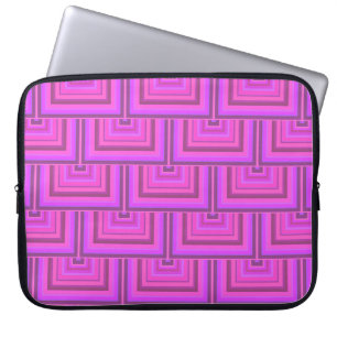 Roze strepen patroon met vierkante schalen laptop sleeve