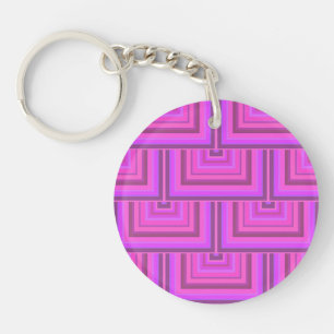 Roze strepen patroon met vierkante schalen sleutelhanger