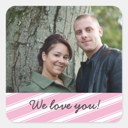 Roze Strepen Patroon Sticker Ontwerp Gepersonalise (Voorkant)