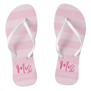 Roze strepen personaliseren met naam Miss Teenslippers