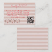 Roze Strepen QR Code RSVP Notitiekaartje (Voorkant / Achterkant)