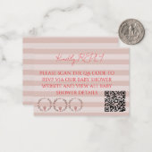 Roze Strepen QR Code RSVP Notitiekaartje (Voorkant / Achterkant in situ)