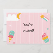 Roze Strepen Regenbogen en Cake Verjaardag Kaart (Achterkant)