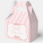 Roze strepen retro boog baby shower gunsten aangep bedankdoosjes (Voorkant)