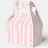 Roze strepen retro boog baby shower gunsten aangep bedankdoosjes (Achterkant)
