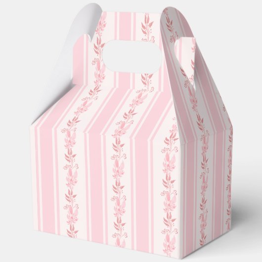 Roze strepen retro boog baby shower gunsten aangep bedankdoosjes (Achterkant)