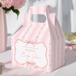 Roze strepen retro boog baby shower gunsten aangep bedankdoosjes