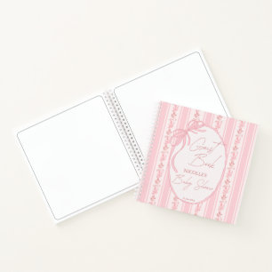 Roze strepen retro elegante baby shower gastboek notitieboek