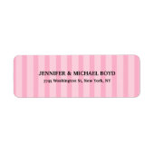 Roze Strepen Retro Stijlvolle Klassieke Familie Etiket (Voorkant)