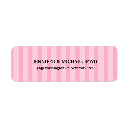 Roze Strepen Retro Stijlvolle Klassieke Familie Etiket (Voorkant)