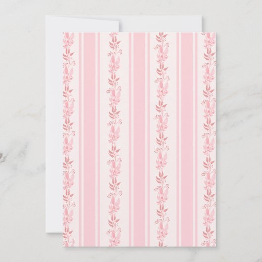 Roze strepen retro strik rand elegante baby shower kaart (Achterkant)