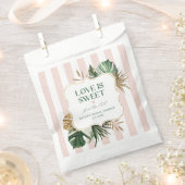 Roze strepen retro tropische liefde is zoet bedankzakje (Geknipt)