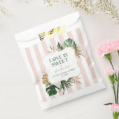 Roze strepen retro tropische liefde is zoet bedankzakje (Gezegeld)