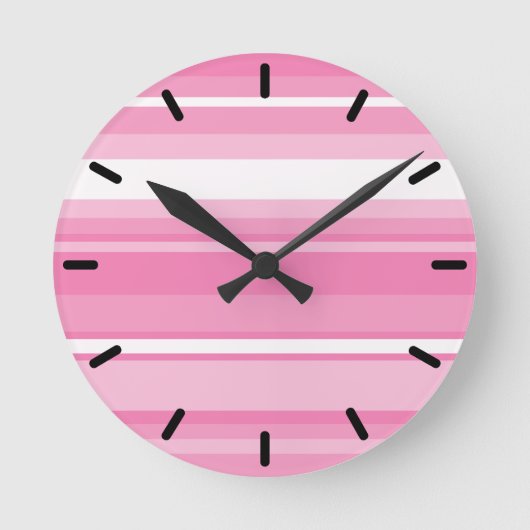 Roze strepen ronde klok (Voorkant)