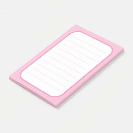 Roze strepen roze ronde-lijnkaart post-it® notes (Schuin)