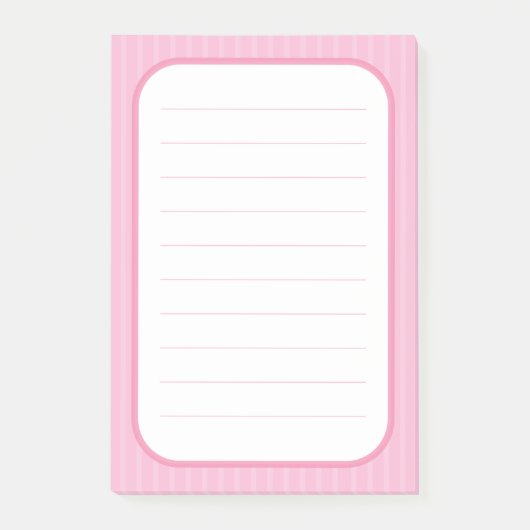 Roze strepen roze ronde-lijnkaart post-it® notes (Voorkant)