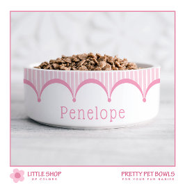 Roze Strepen Scalloped Edge  Pet Voerbakje
