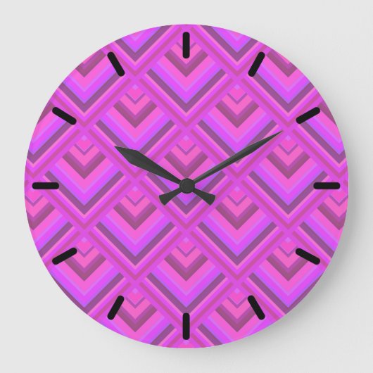 Roze strepen schaalpatroon grote klok (Voorkant)